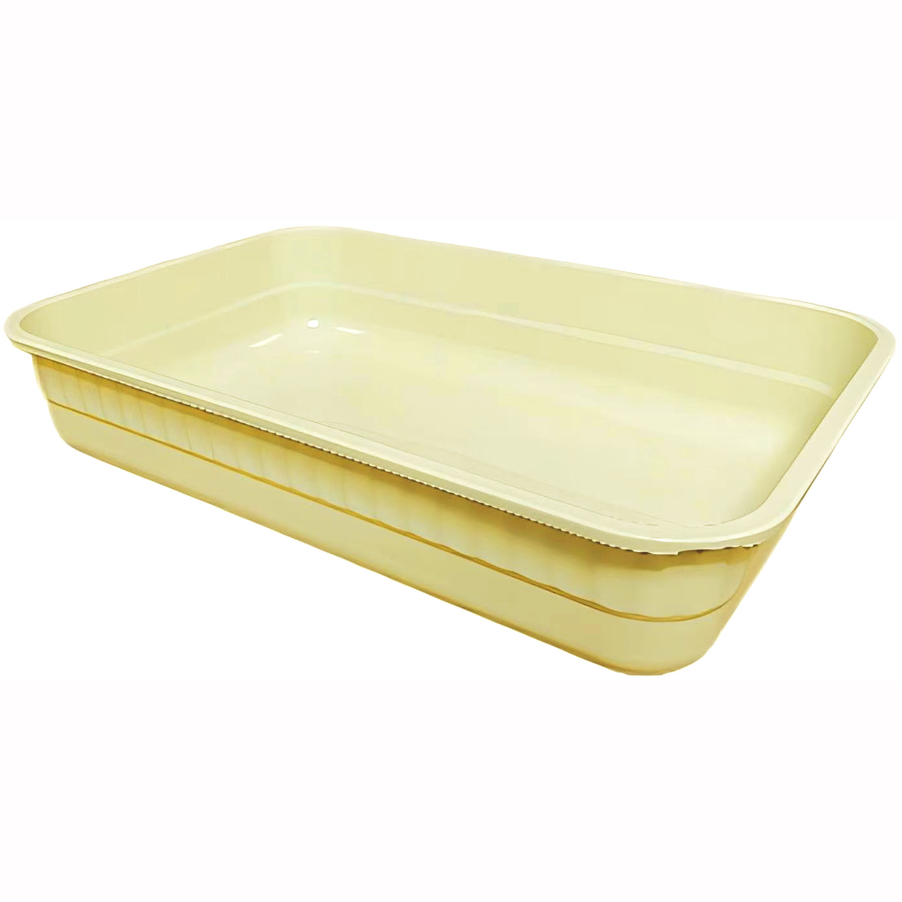 KUNWU Plastic 20" x 14" x 4" Simple Open Cat Litter Box Without Lid (Peach Yellow) (image for) KUNWU Plastic 20" x 14" x 4" Simple Open Cat Litter Box Without Lid (Peach Yellow)